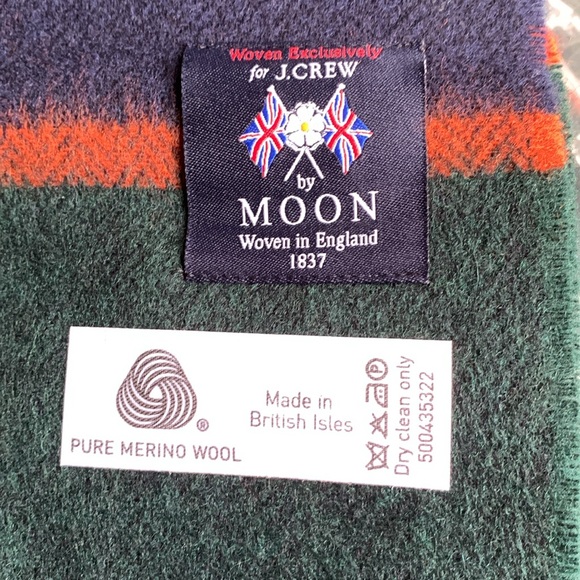 Abraham Moon J.Crew Merino Wool Scarf Made in UK |Navy Hunter Green Orange NWT - Picture 4 of 4